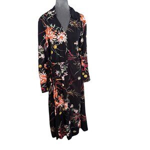 H&M Womens Long Sleeve Floral Print Wrap Dress Size L